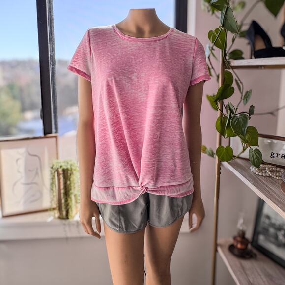 Jane and Delancey, White Washed Pink T-Shirt w/ Twist Tie Front, Size: Medium - Picture 1 of 7